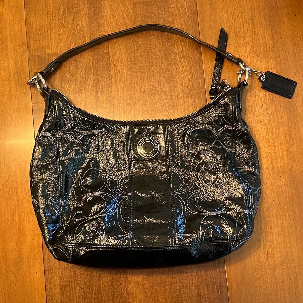 Coach, black patent leather bag